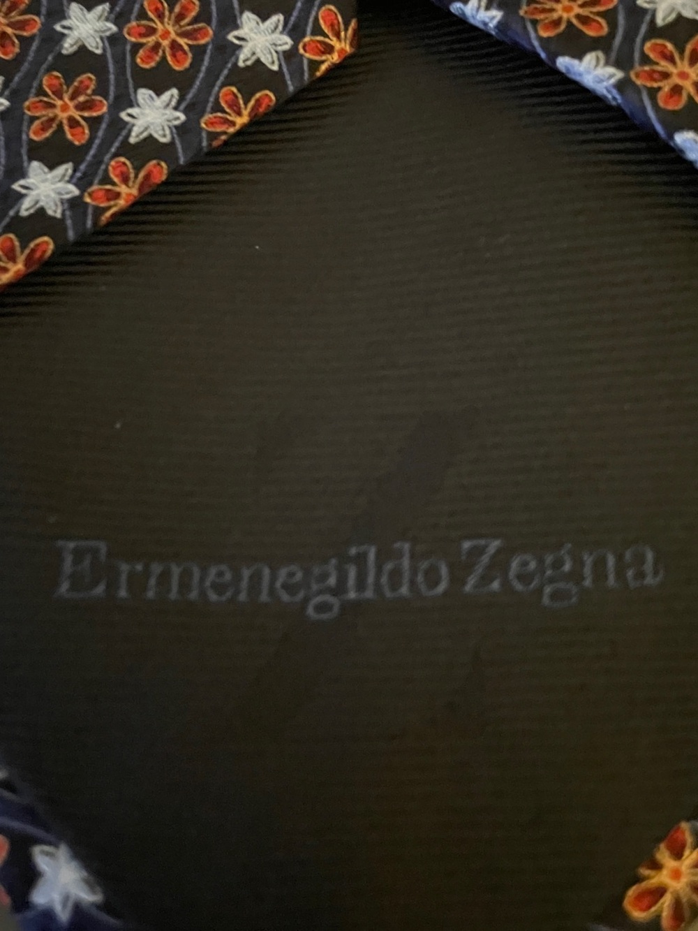 Ermenegildo Zegna Floral Silk Tie Blue Orange Italy 4” Wide